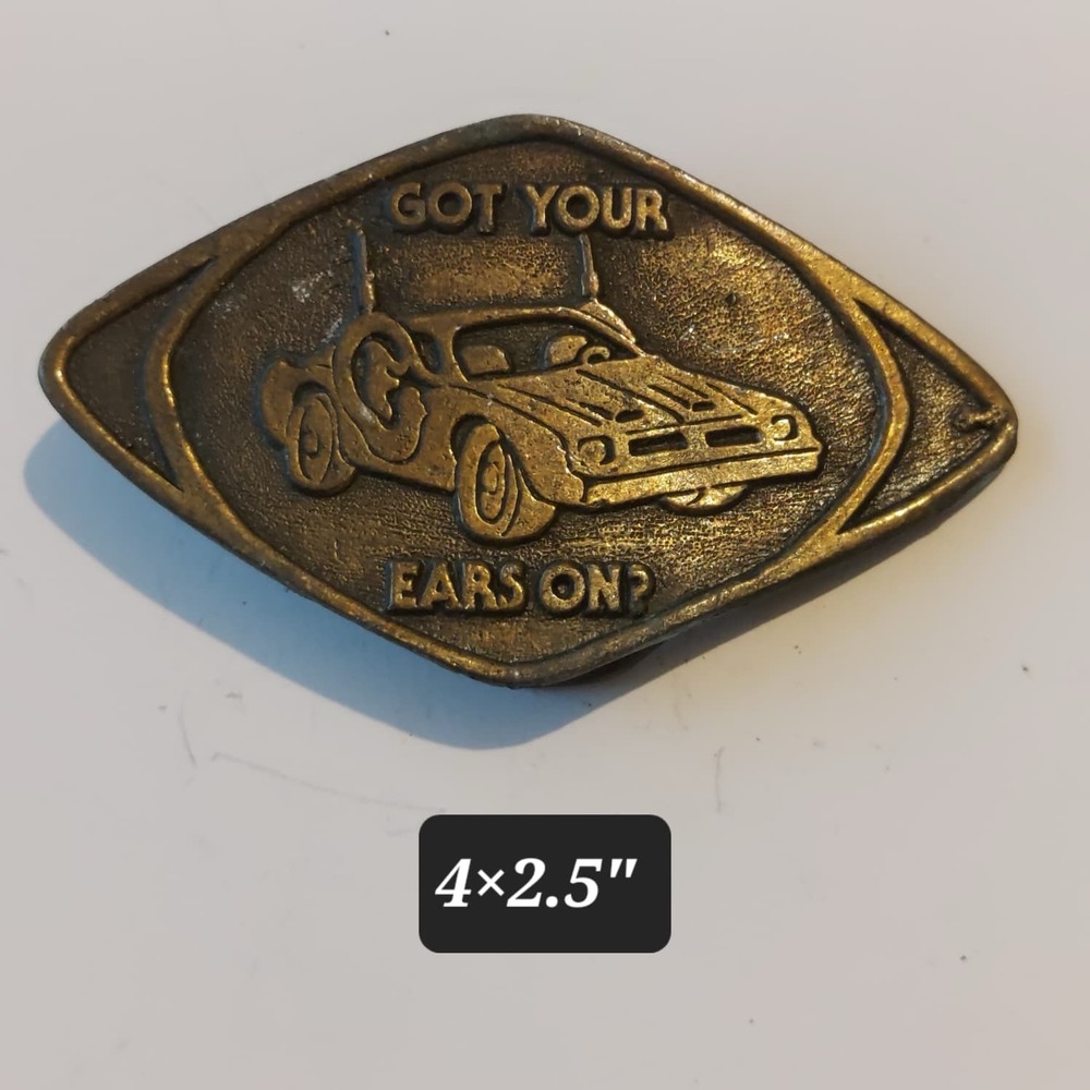 VTG CB Radio Belt Buckle Got Your Ears On Muscle Car Tiffany Studio NY 70s Brass